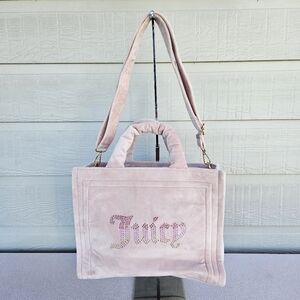 Juicy Couture Extra Spender Dusty Pink Tote Purse Shoulder Bag Velour Y2K